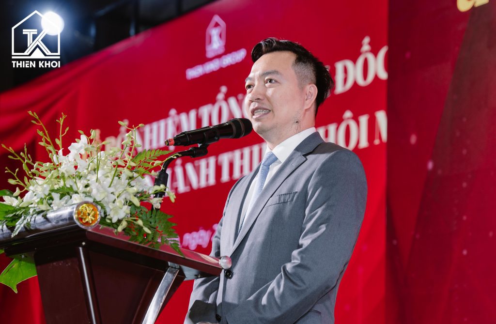 Chu tich HDQT Tong Giam doc Thien Khoi Group Nguyen Thanh Dung phat bieu tai Le bo nhiem